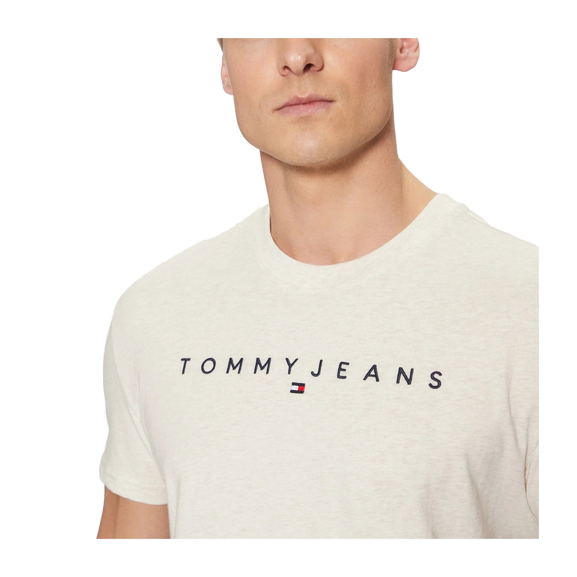 T-shirt Uomo Tommy Hilfiger Linear Logo Beige