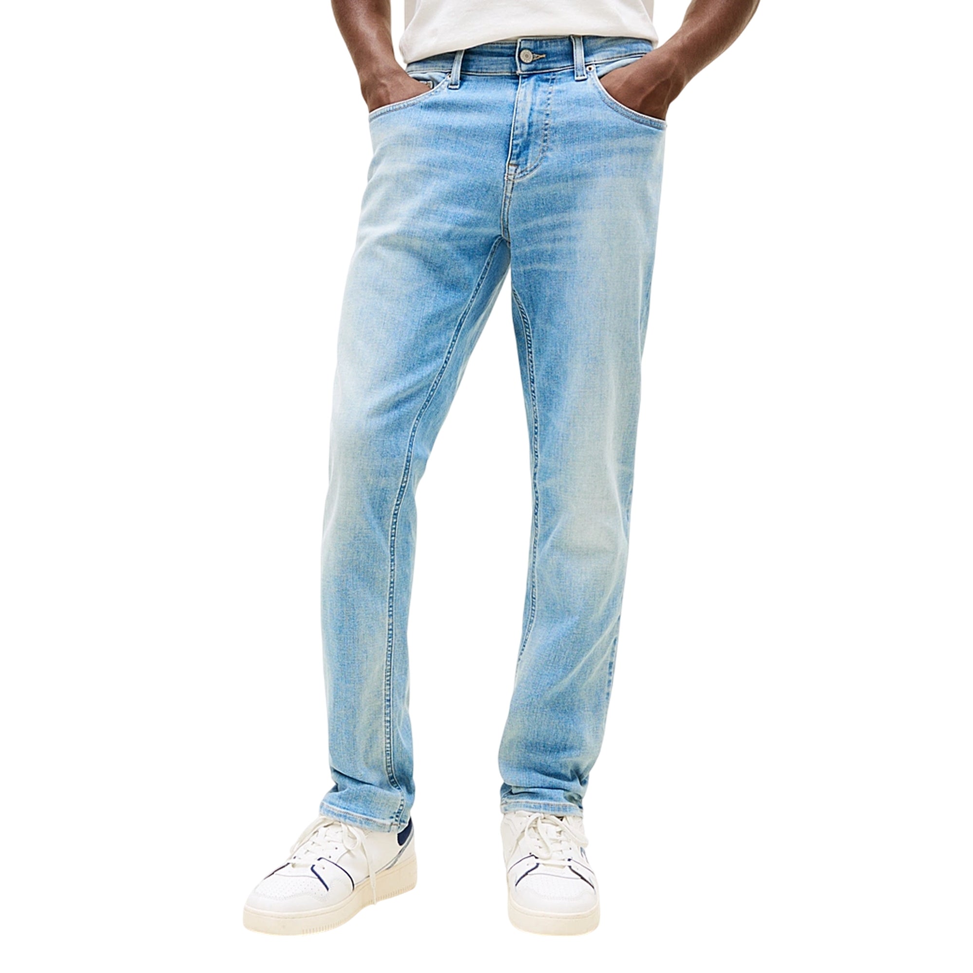 Jeans Uomo cinque tasche, dal lavaggio chiaro con vestibilità slim