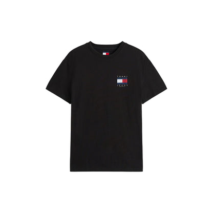 T-shirt Uomo Nera maxi stampa flag e girocollo