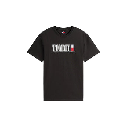 T-shirt Uomo Nera, con maxi stampa logo effetto vintage sul petto