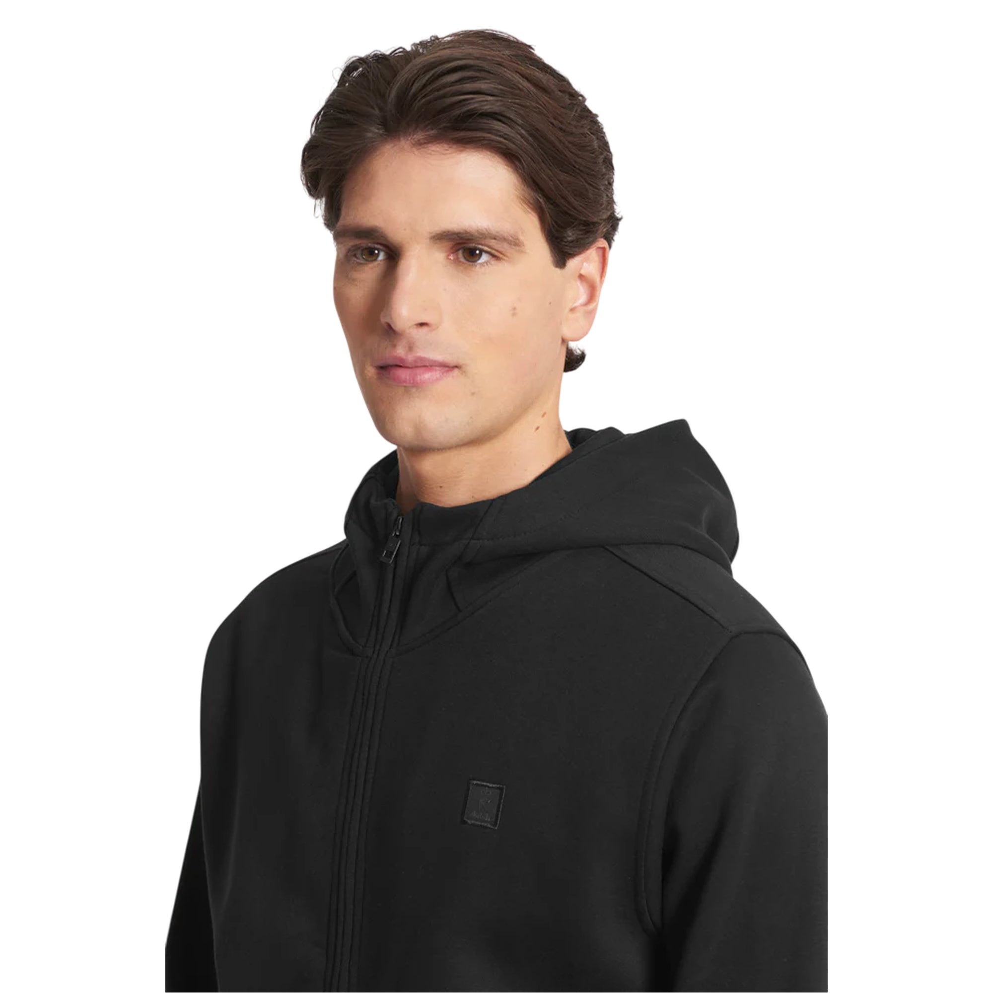 Felpa Uomo a collo alto con cappuccio Nero dettaglio