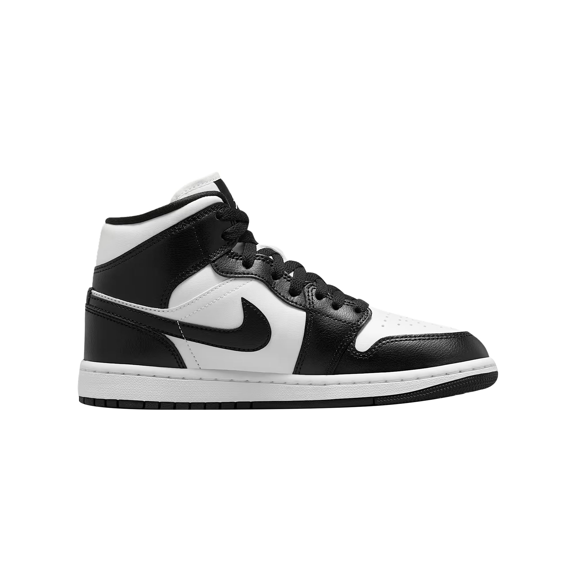 Sneakers Uomo Air Jordan 1 Mid, con tomaia in pelle Bianco/Nera e suola in gomma