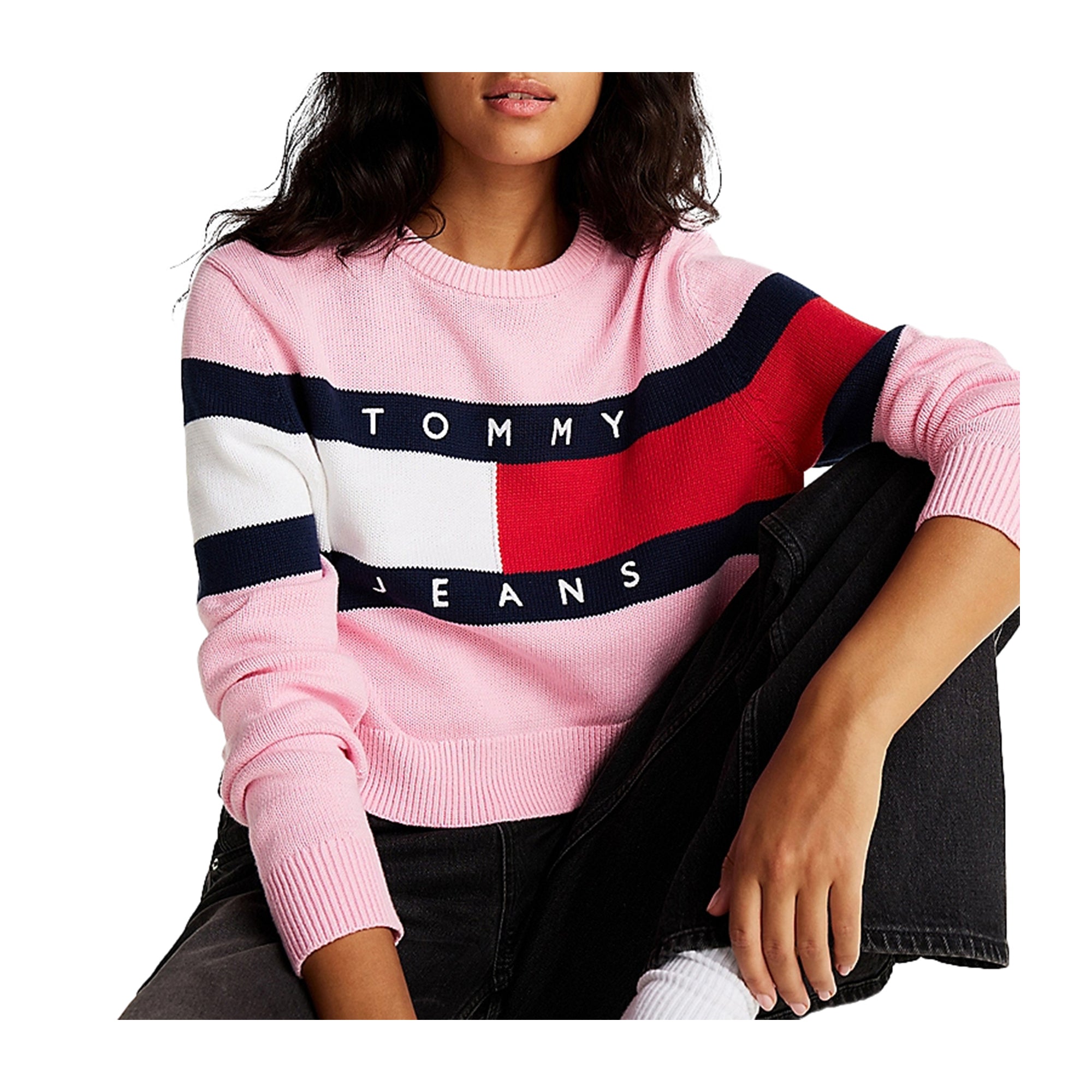 Pullover Donna relaxed con bandiera color block