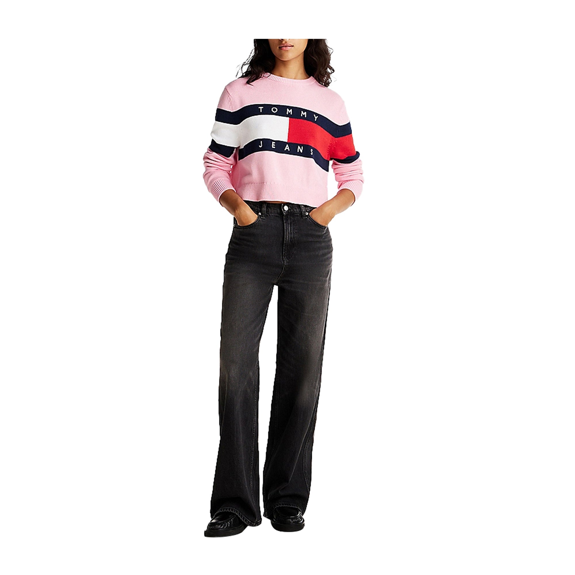 Pullover Donna relaxed con bandiera color block