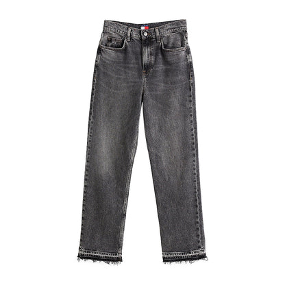 Jeans Layla a vita alta con orlo scucito