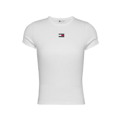 T-shirt Donna slim fit a coste Bianco