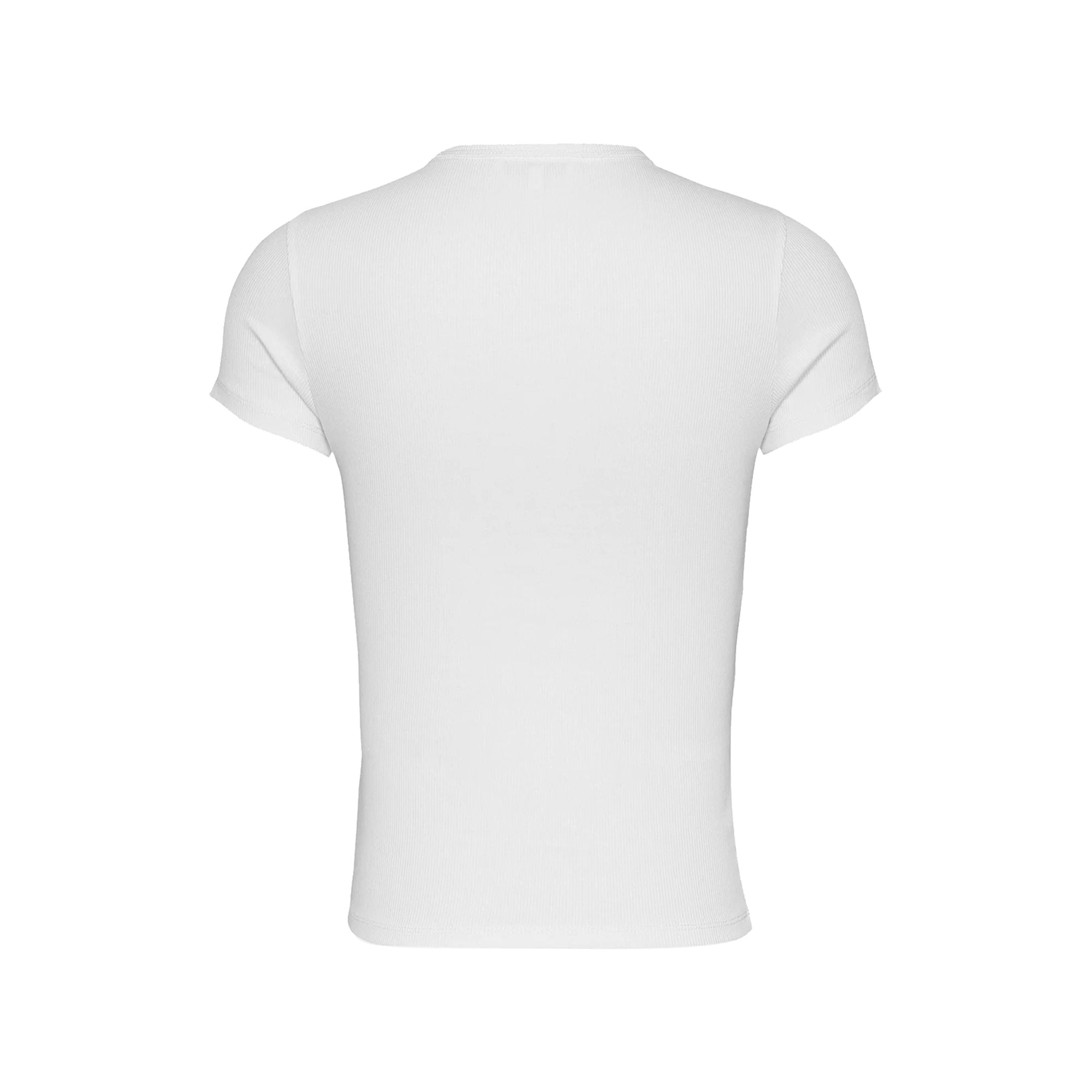 T-shirt Donna slim fit a coste Bianco