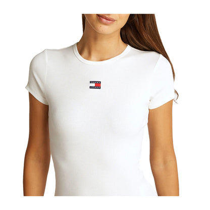 T-shirt Donna slim fit a coste Bianco