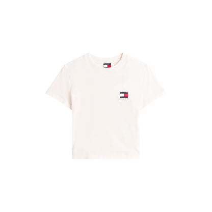 T-shirt Donna flag, doppio logo, in cotone