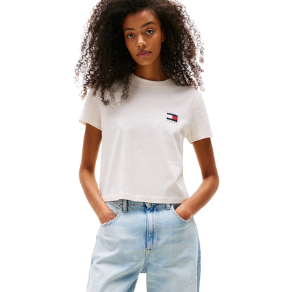 T-shirt Donna flag, doppio logo, in cotone