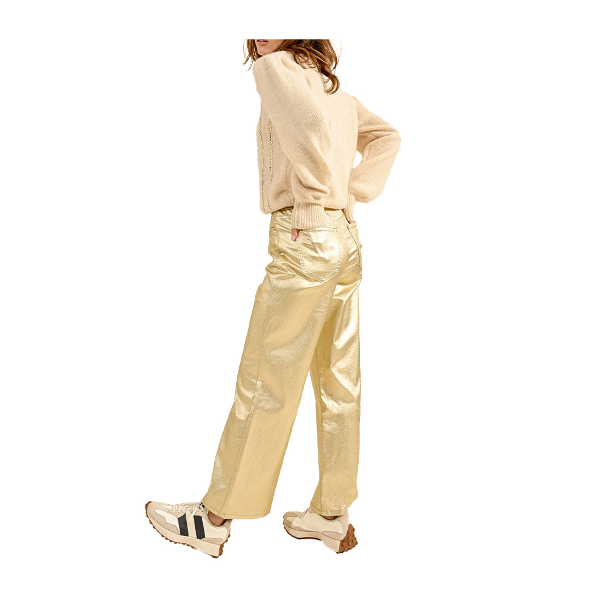 Pantalone Donna Oro Molly Bracken Wide Leg