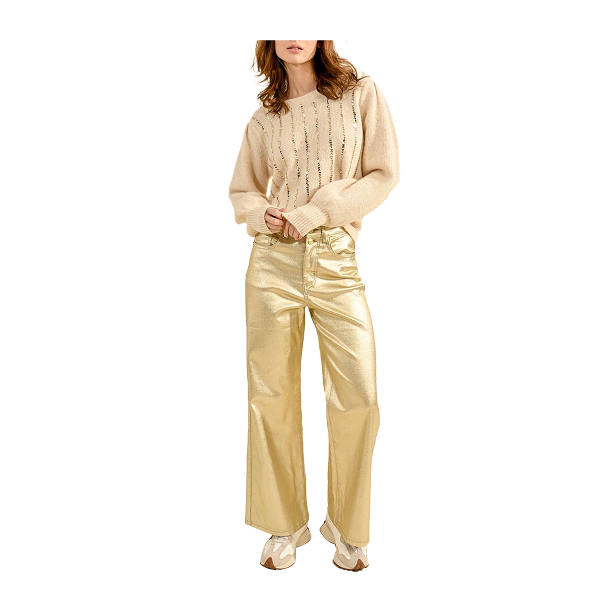 Pantalone Donna Oro Molly Bracken Wide Leg