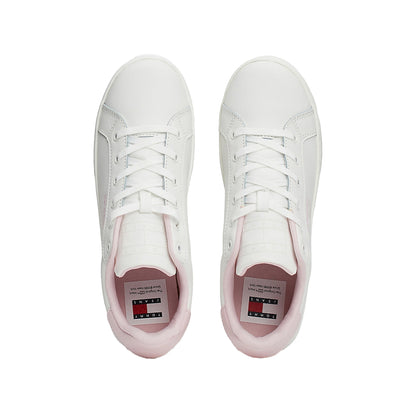 Sneakers Donna in pelle con suola alta Bianco e Rosa