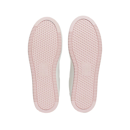 Sneakers Donna in pelle con suola alta Bianco e Rosa