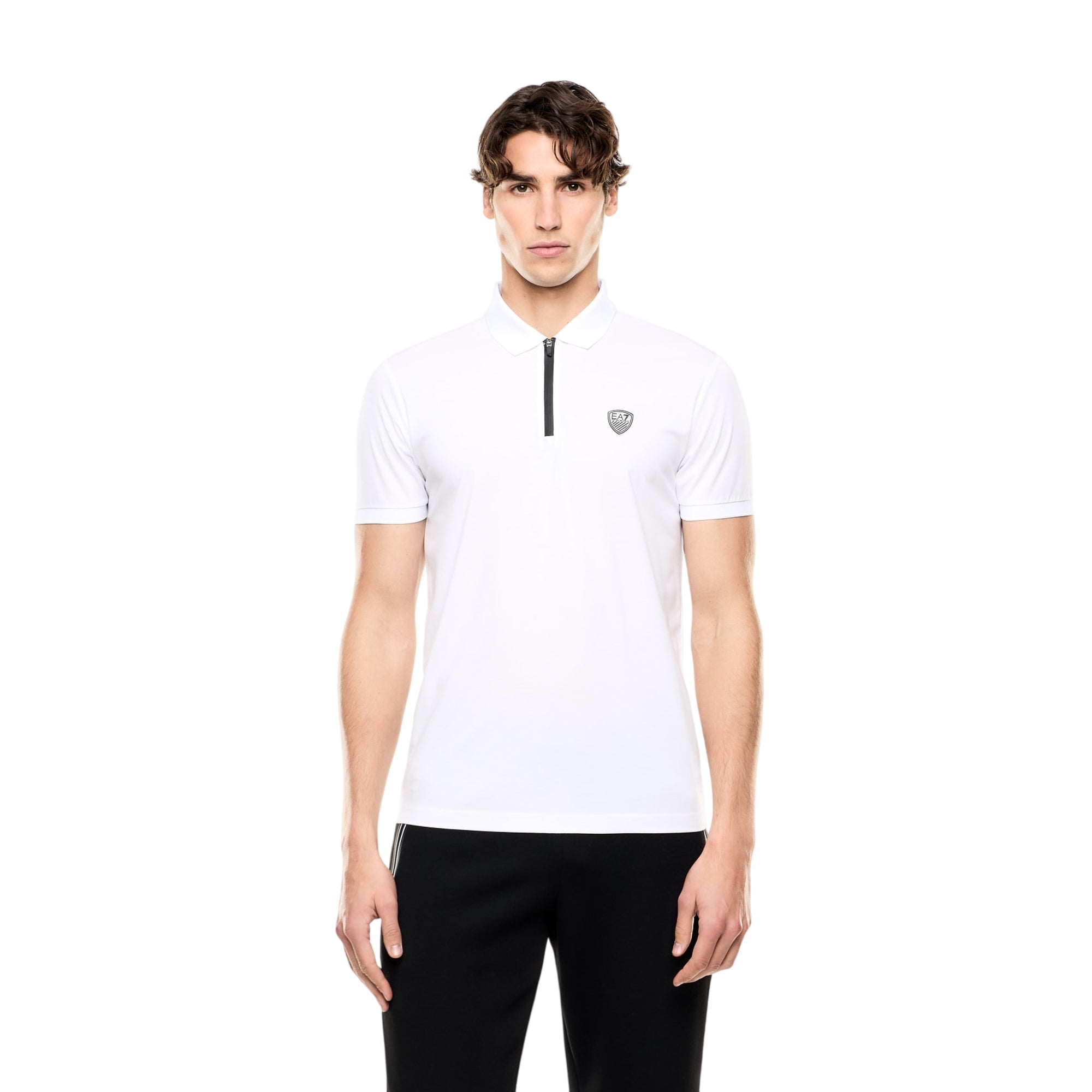 Polo Uomo elasticizzata con zip e logo scudo