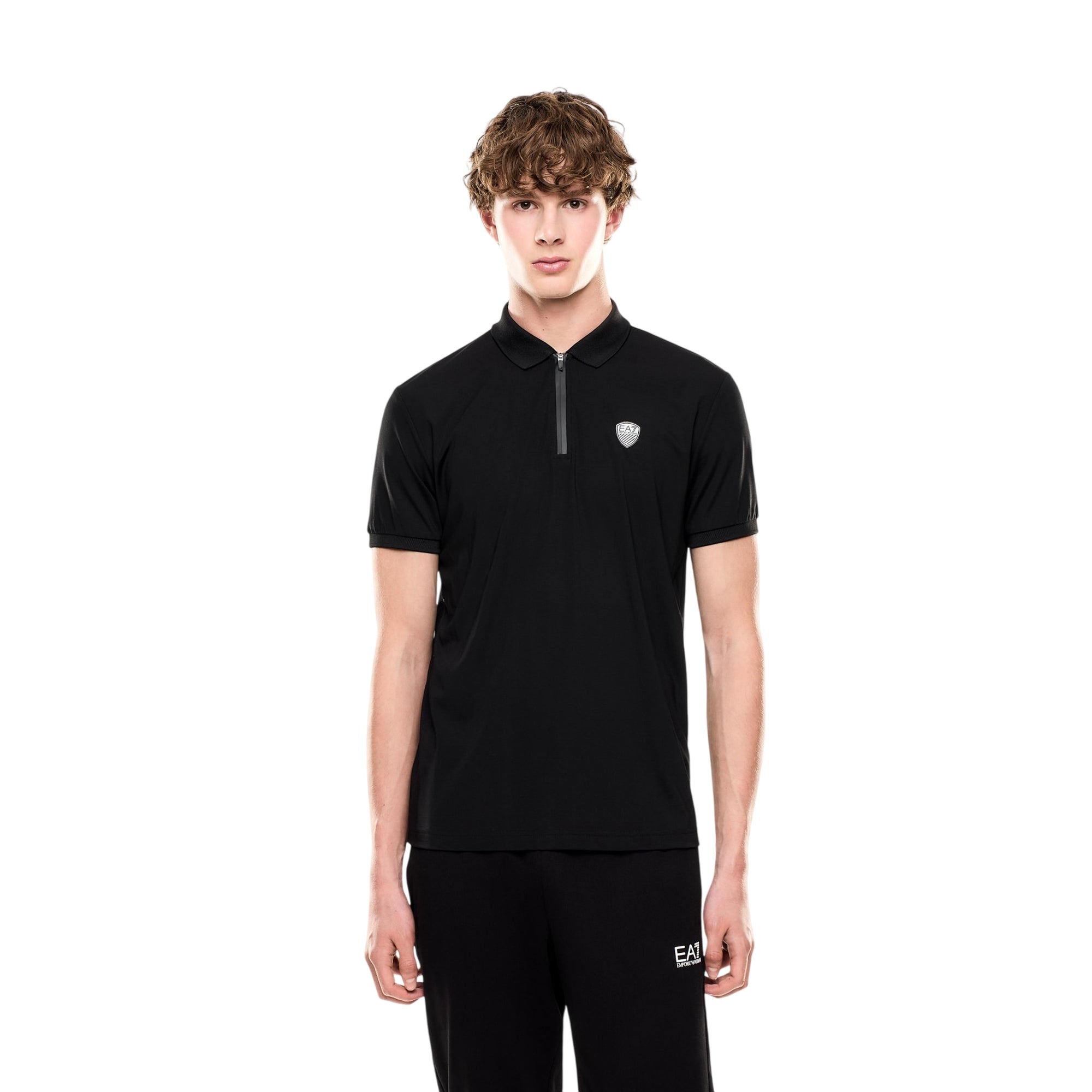 Polo Uomo Nera, elasticizzata con zip e logo scudo