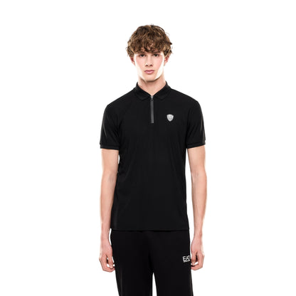 Polo Uomo Nera, elasticizzata con zip e logo scudo