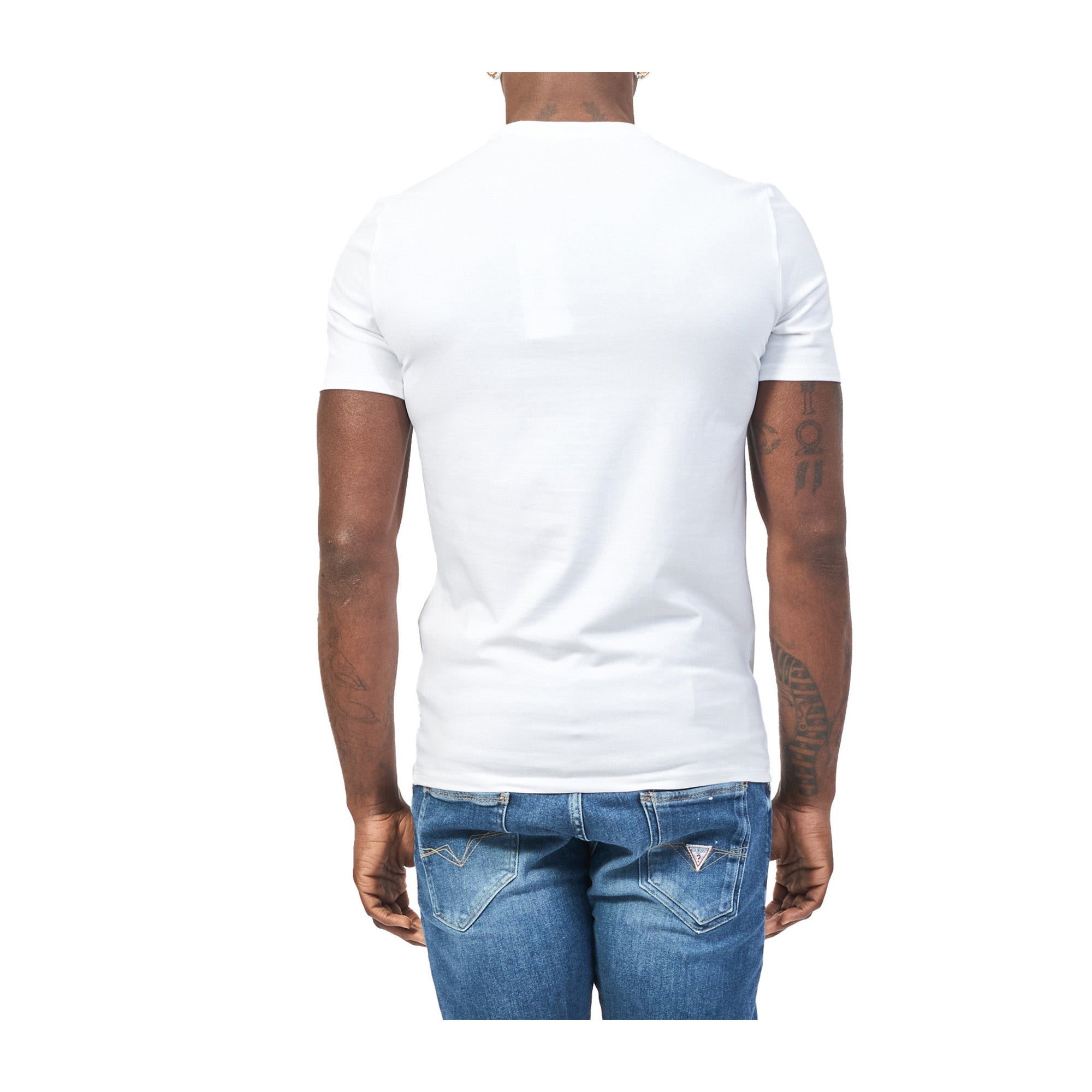 Guess T-shirt Uomo Bianco con triangolo logo con palma