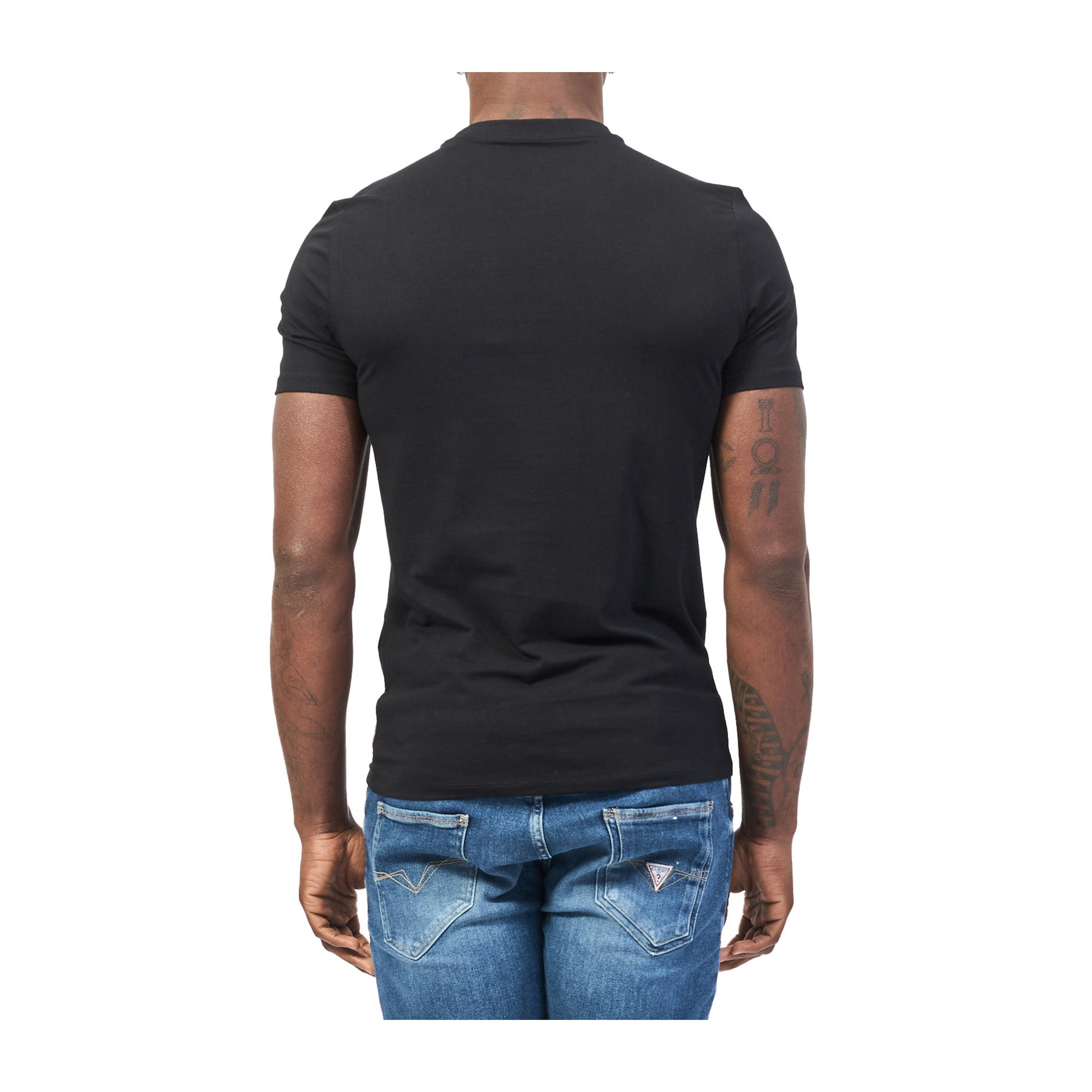 Guess T-shirt Uomo Nero con triangolo logo con palma