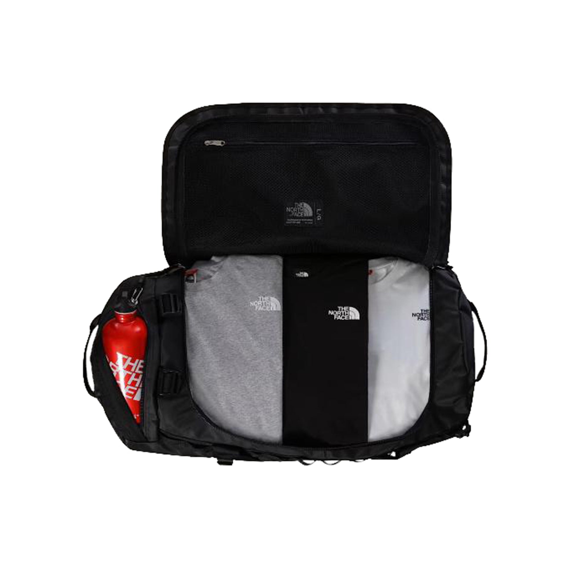 Borsone Duffel Base Camp L, con una capienza di 95 litri e due spallacci 