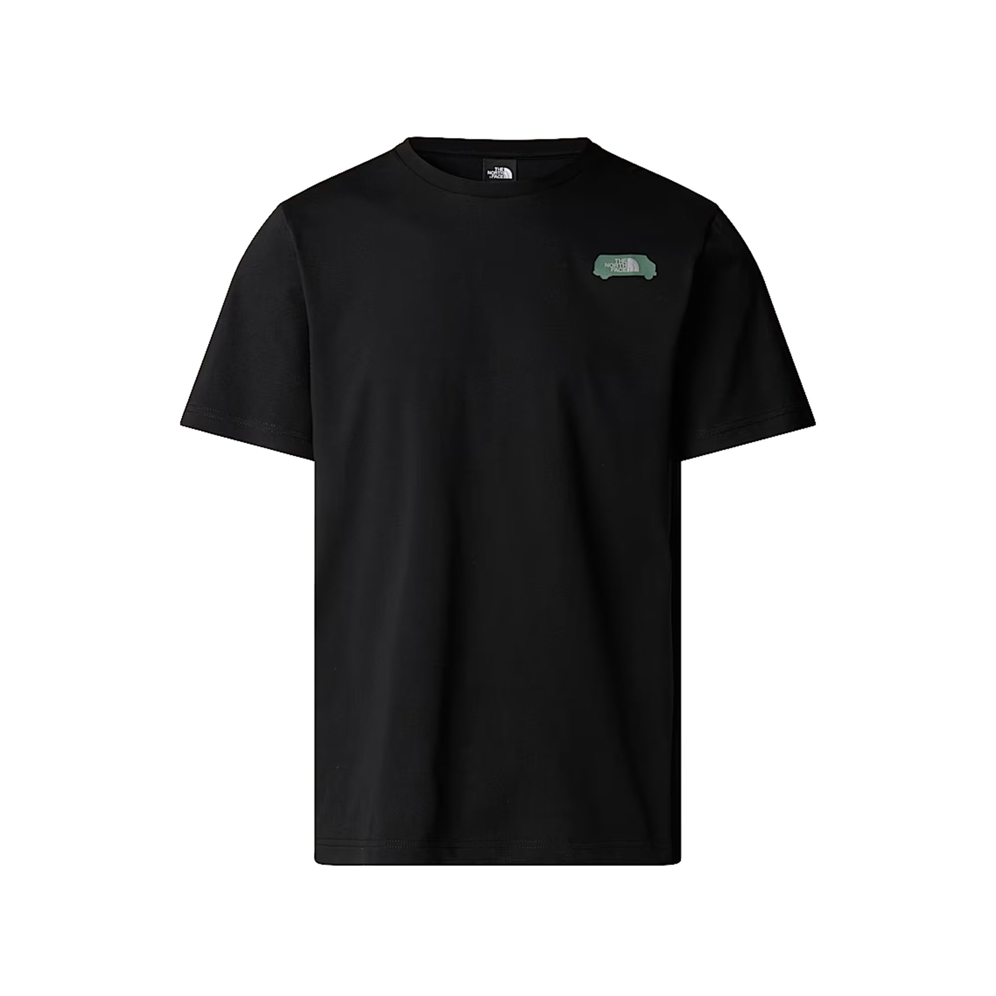 T-shirt Uomo Nera con stampa "Never Stop Exploring" posteriore