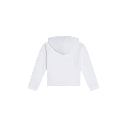 Felpa cropped Bambina con cappuccio e zip bianca retro