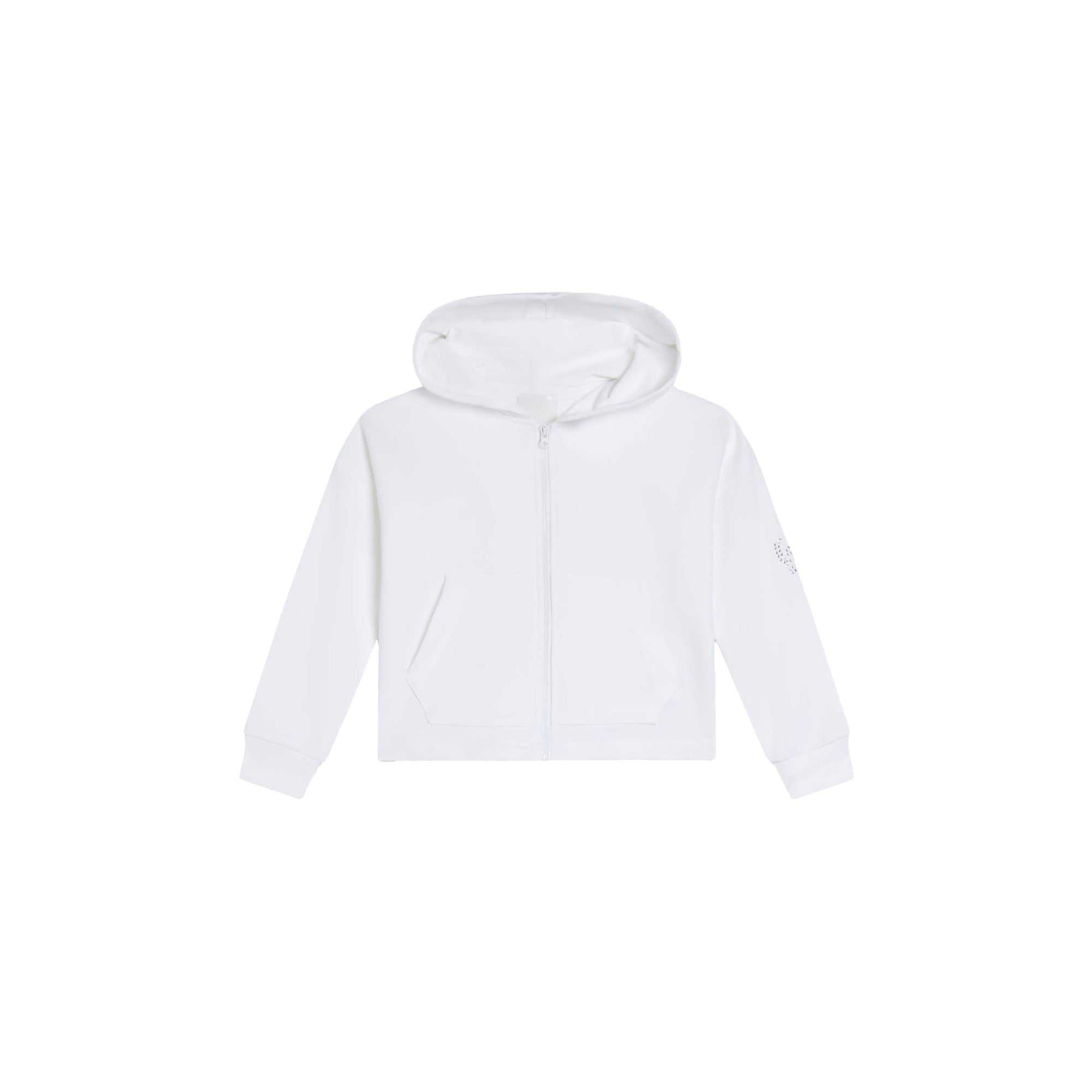 Felpa cropped Bambina con cappuccio e zip bianca