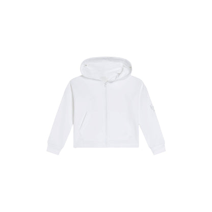 Felpa cropped Bambina con cappuccio e zip bianca