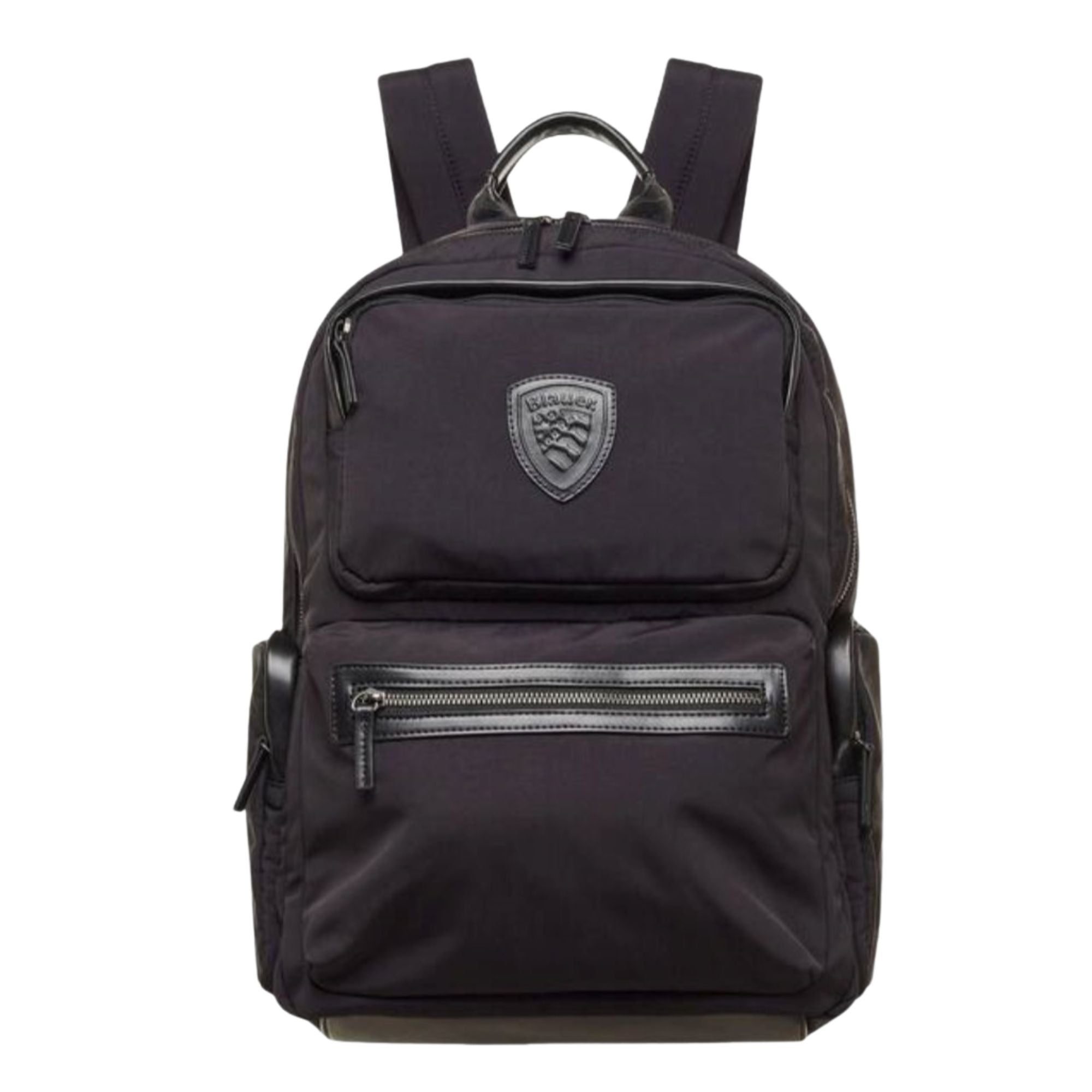 Zaino Uomo Nero in tessuto tecnico, con logo tono su tono e numerose tasche esterne