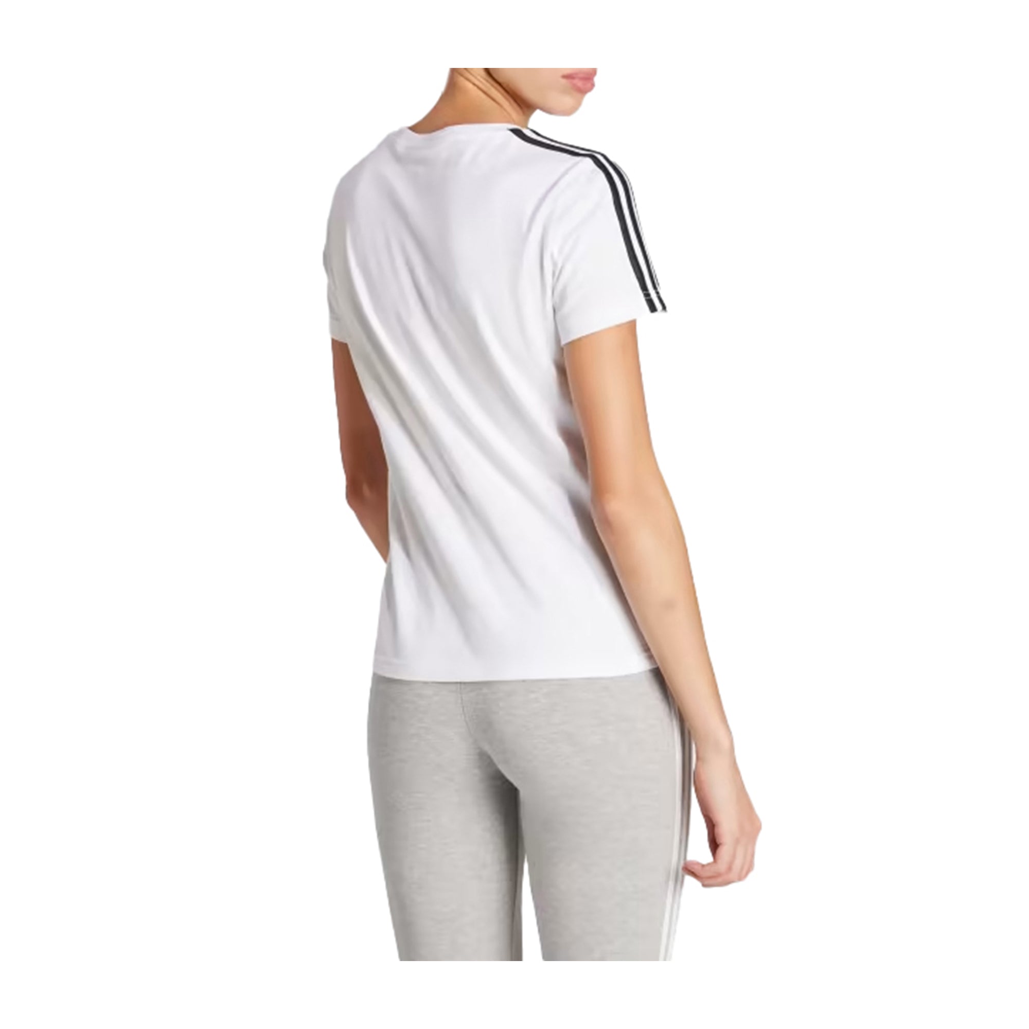 T-shirt Donna Bianca con tre righe adidas su spalle e maniche