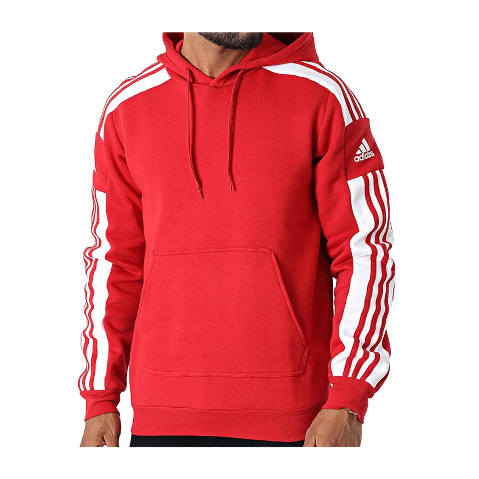 Felpa Uomo Adidas Rossa Strisce iconiche e Cappuccio