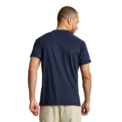 T-shirt Uomo Blu, Tech Piquet, a girocollo frontale