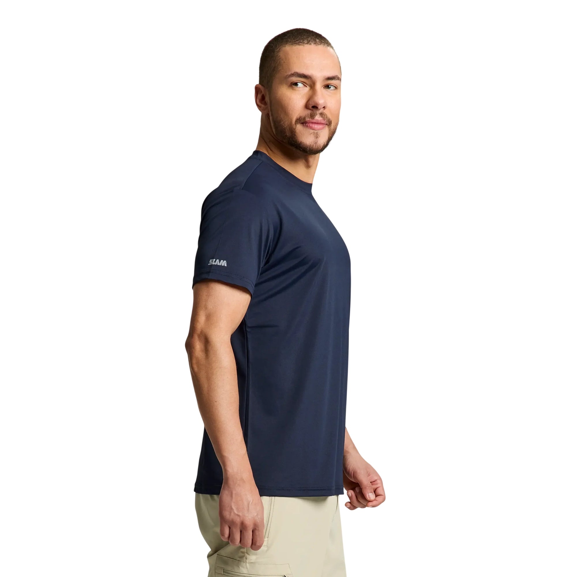 T-shirt Uomo Blu, Tech Piquet, a girocollo frontale