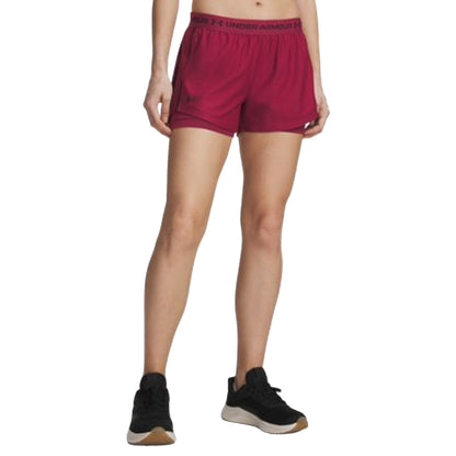 Shorts sportivi Donna 2in1 Play Up rosso modella frontale