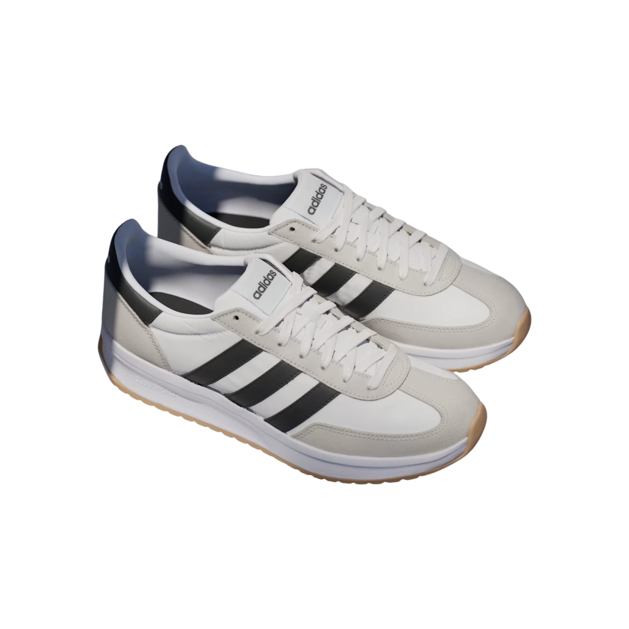 Sneakers Uomo, RUN 70s 2.0, con tomaia in tessuto Bianco ed iconiche 3 stripes Nere