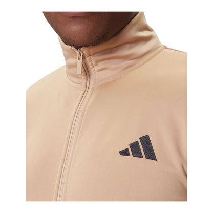 Tuta Uomo Basic 3-Stripes, Beige, con full zip e pantalone elasticizzato 