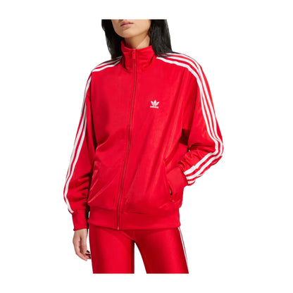 Felpa Donna Acetata Adidas Rossa con Zip