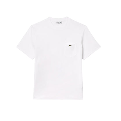 T-shirt bianca con taschino e logo ricamato