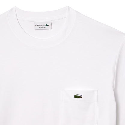 T-shirt bianca con taschino e logo ricamato