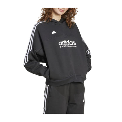 Felpa Donna Adidas Tiro Nera con Cappuccio e Logo