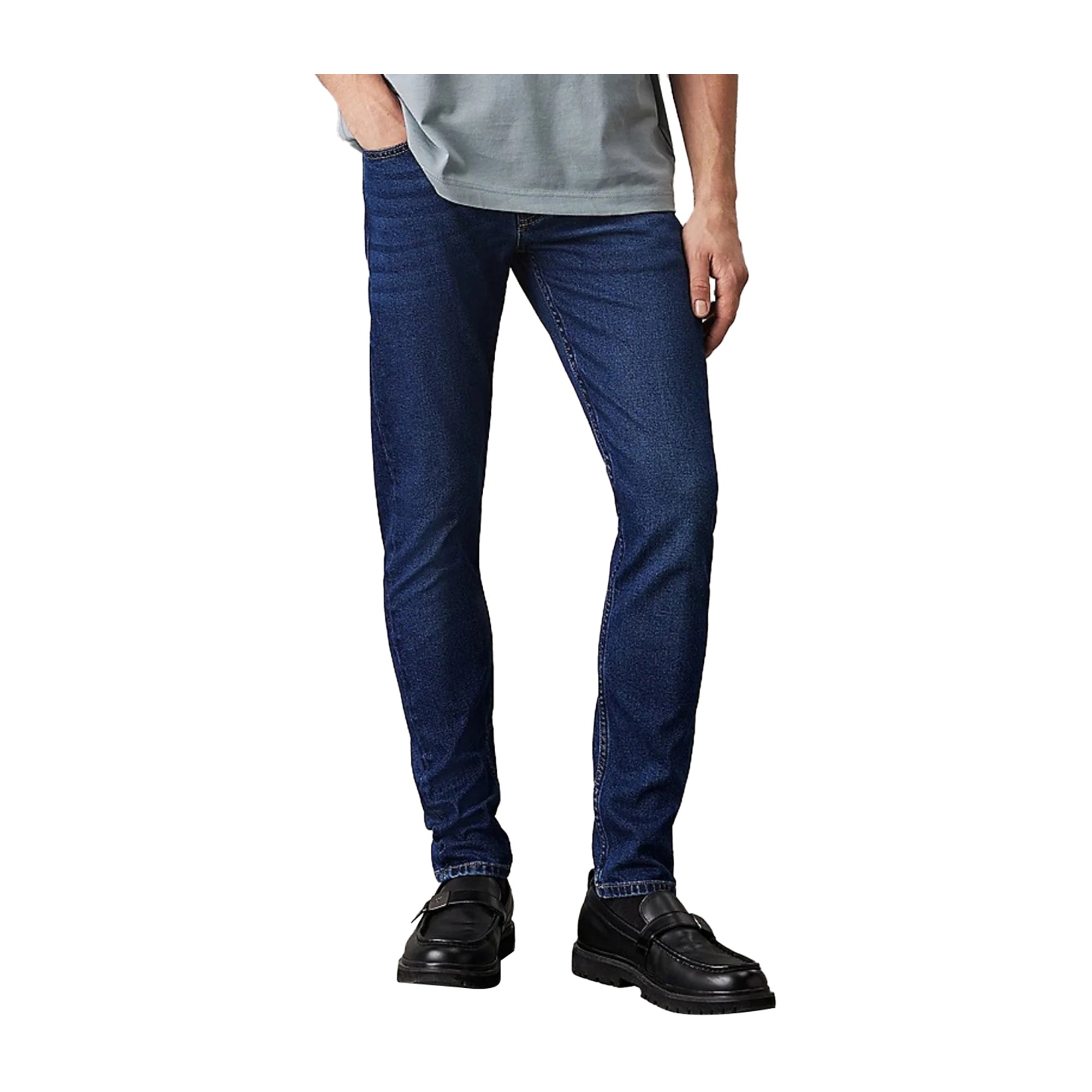 Jeans Uomo Calvin Klein Slim Taper Sottile, Denim Dark