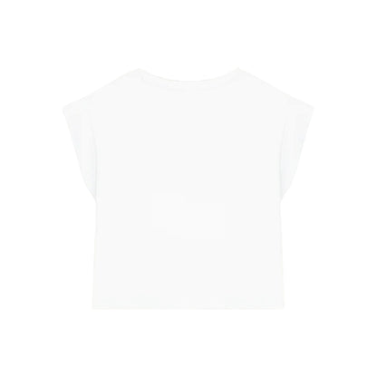 T-shirt Bambina bianco con mini logo a contrasto retro