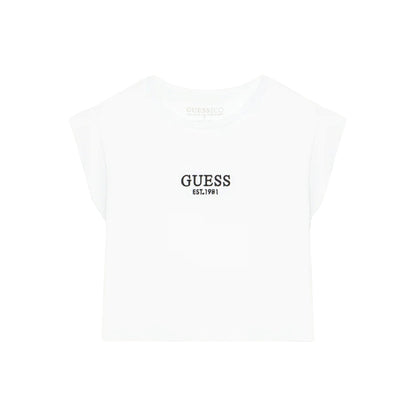 T-shirt Bambina bianco con mini logo a contrasto
