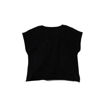 T-shirt Bambina in nero con mini logo retro