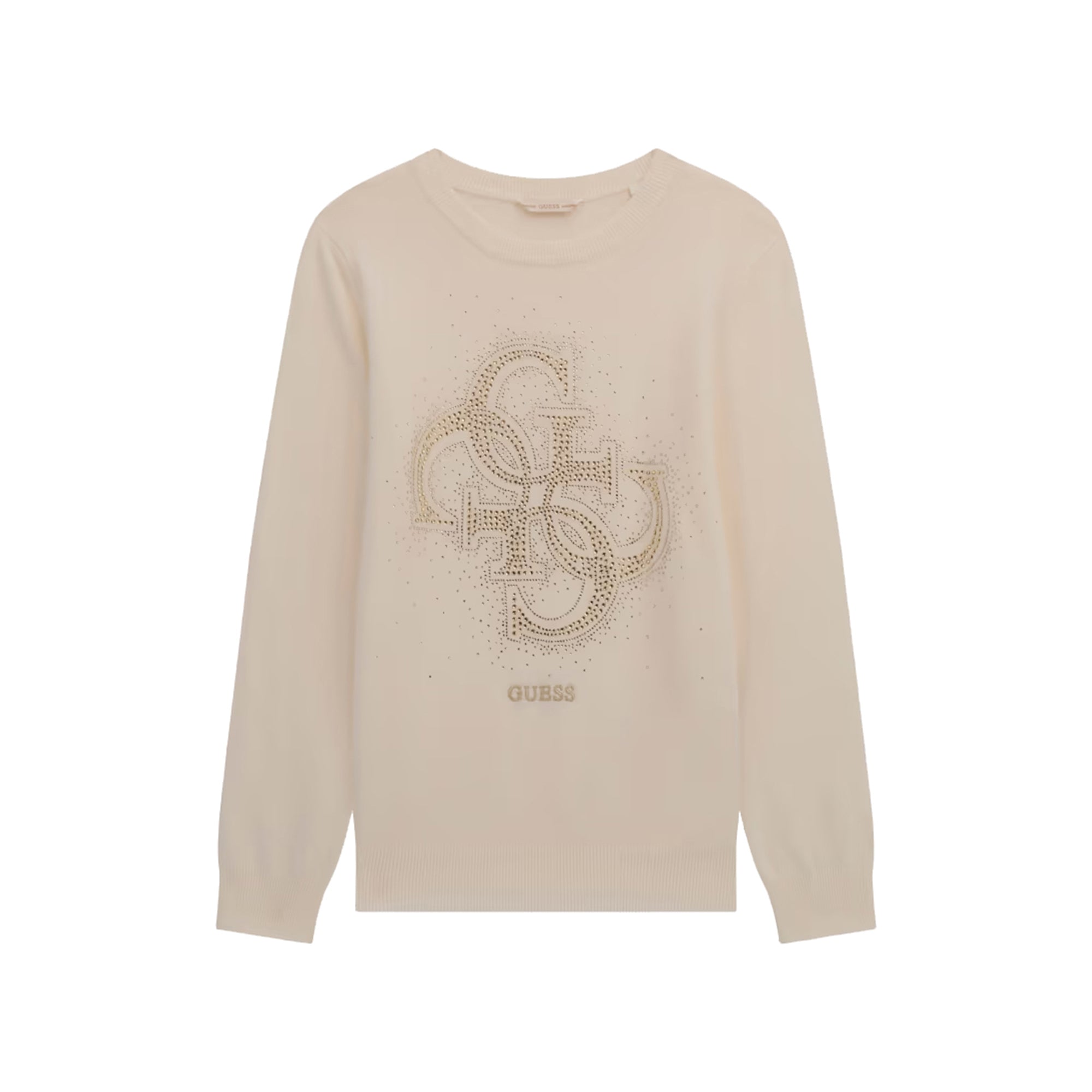 Guess Maglione Bambina bianco panna con strass