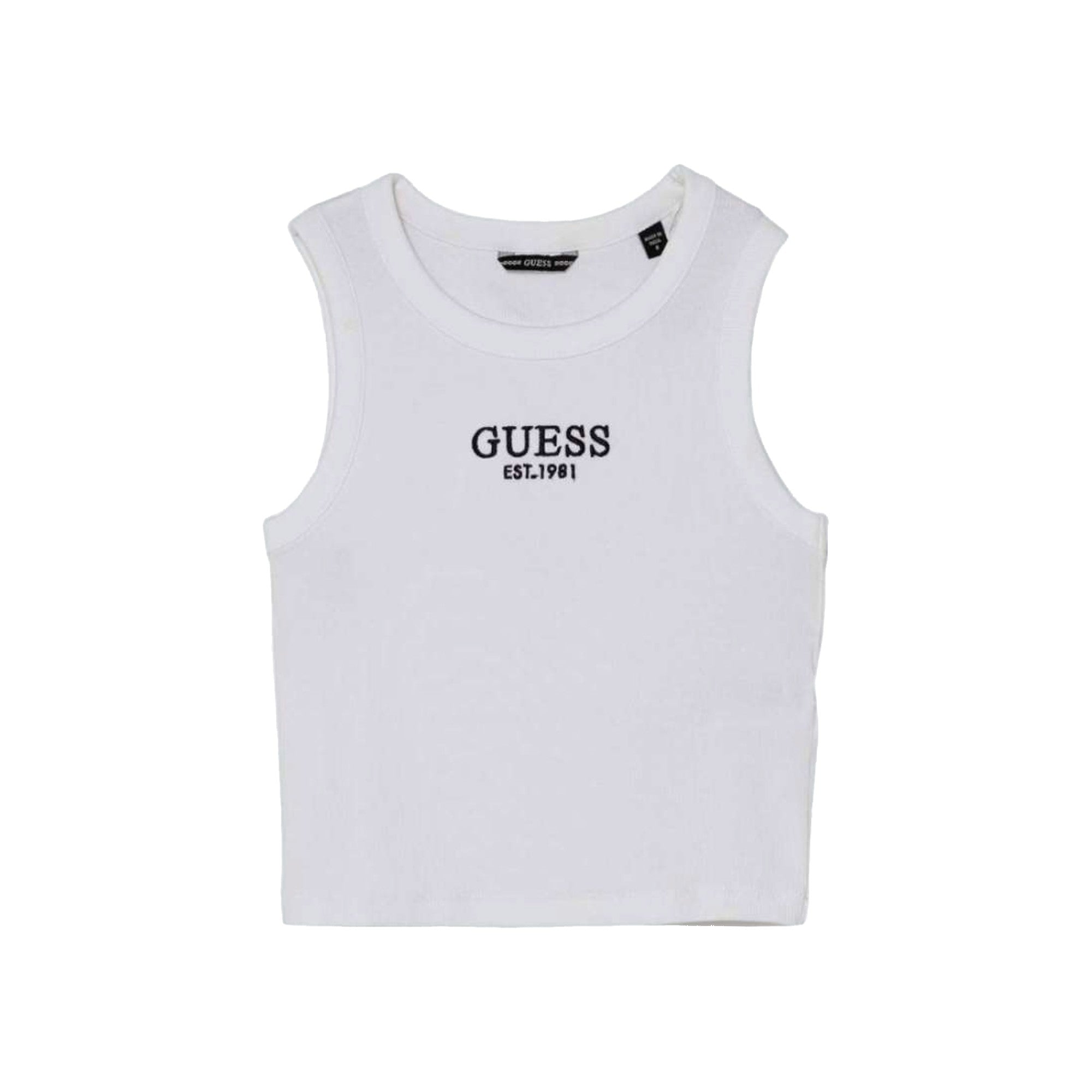 Top Bambina girocollo bianco con logo nero