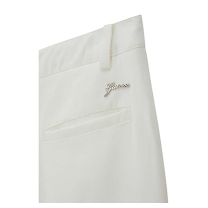 Pantalone Bambina a palazzo in twill bianco dettaglio
