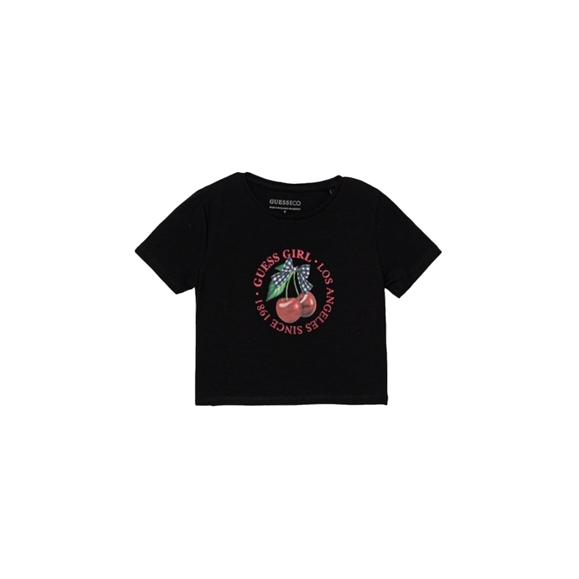 T-shirt Bambina in nero con stampa ciliegia