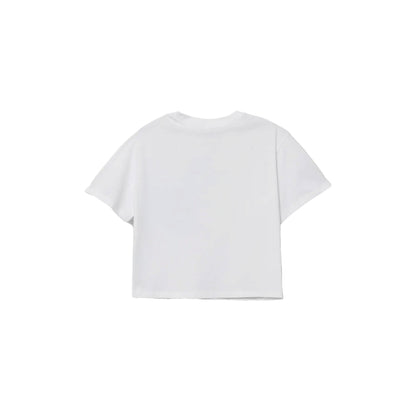 T-shirt bianca Bambina con cuore con strass retro