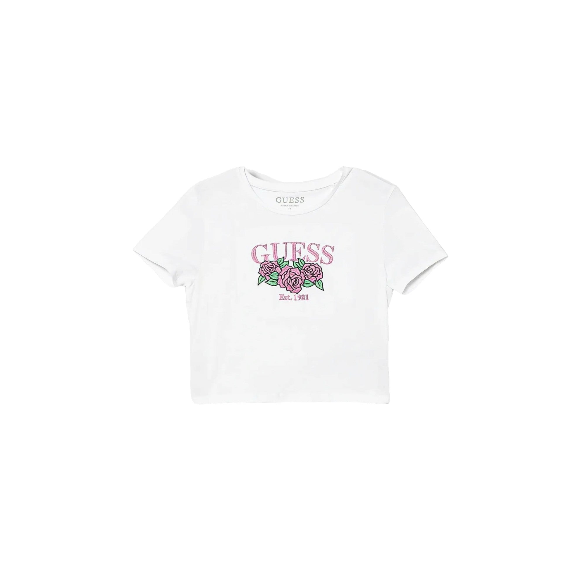 T-shirt bianca Bambina con ricami frontali